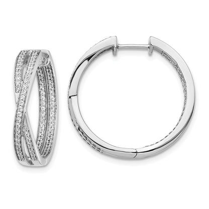 14K Weißgold Diamant Creolen im In-Out-Design