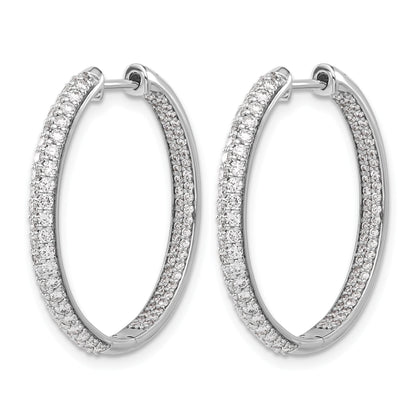 14K Weißgold Diamant-Creolen mit Innen- und Außenfassung und Klappscharnier