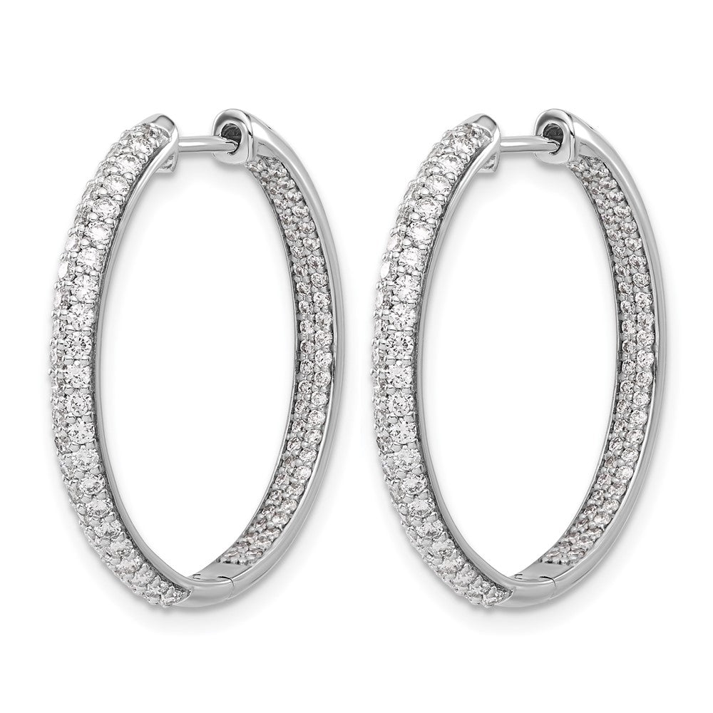 14K Weißgold Diamant-Creolen mit Innen- und Außenfassung und Klappscharnier