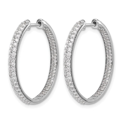 14K Weißgold Diamant-Creolen mit Innen- und Außenfassung und Klappscharnier