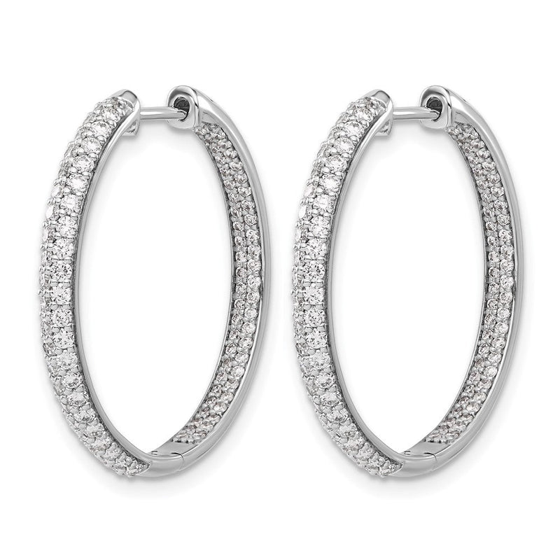 14K Weißgold Diamant-Creolen mit Innen- und Außenfassung und Klappscharnier