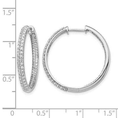 14K Weißgold Diamant-Creolen mit Innen- und Außenfassung und Klappscharnier