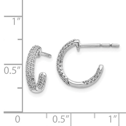 14K Weißgold Diamant Inside-Outside Creolen mit Steckverschluss