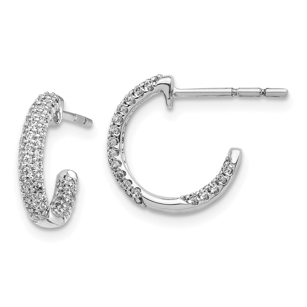 14K Weißgold Diamant Inside-Outside Creolen mit Steckverschluss