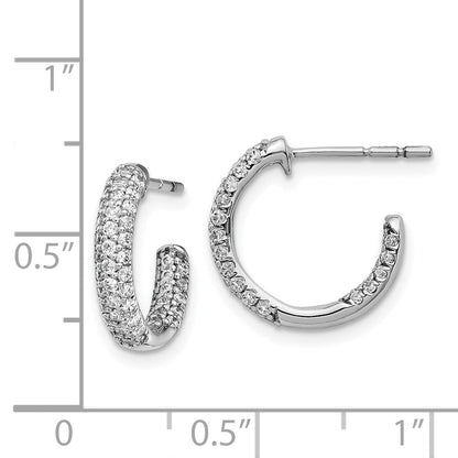 14K Weißgold Diamant In/Out Creolen mit Stecker
