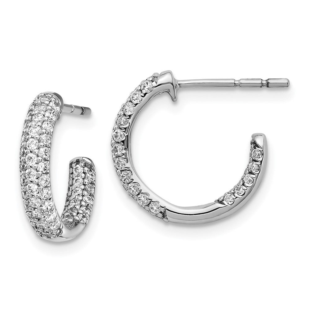14K Weißgold Diamant In/Out Creolen mit Stecker