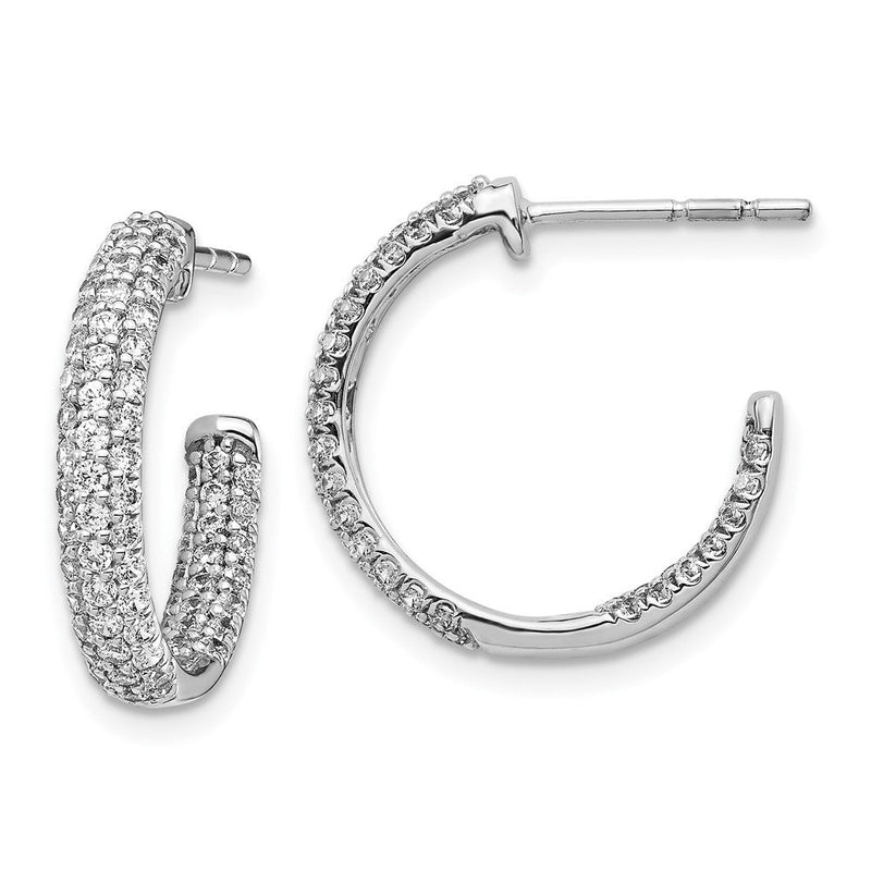 14K Weißgold Echte Diamant In/Out Creolen mit Steckerverschluss
