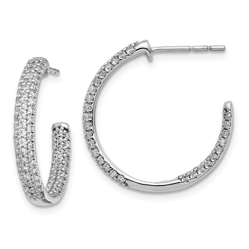 14K Weißgold Diamant-Creolen mit Innen- und Außenbesatz