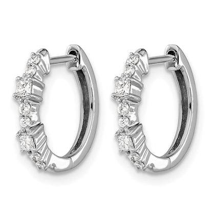 14K Weißgold Creolen mit Klappscharnier und echten Diamanten