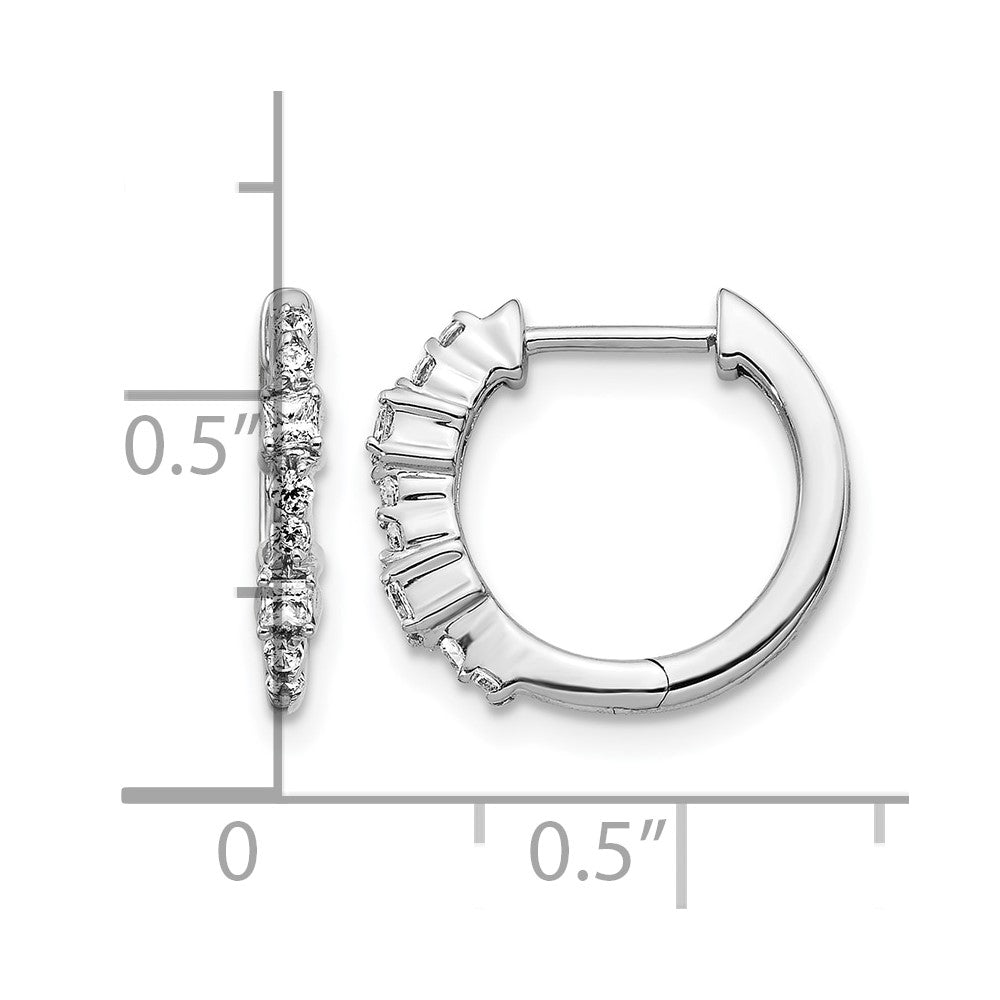 14K Weißgold Creolen mit Klappscharnier und echten Diamanten