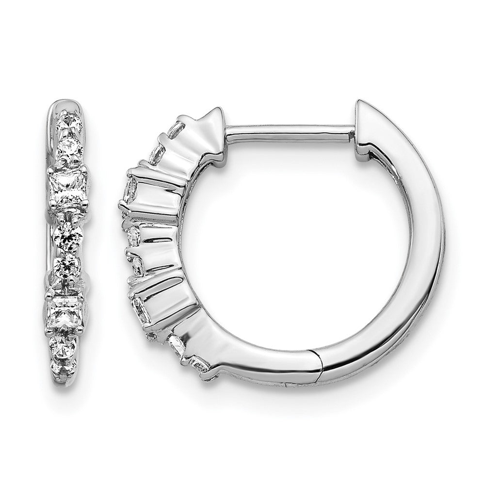 14K Weißgold Creolen mit Klappscharnier und echten Diamanten