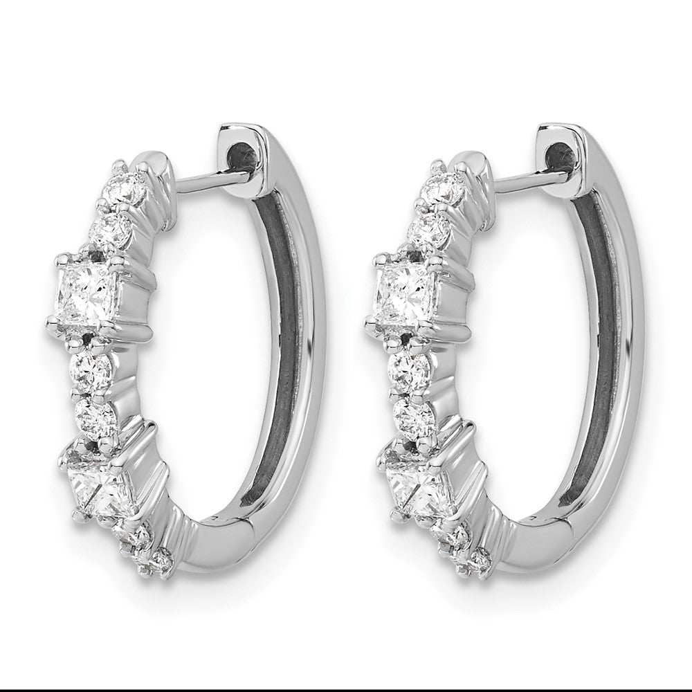 14K Weißgold Creolen mit echten Diamanten und Klappscharnier
