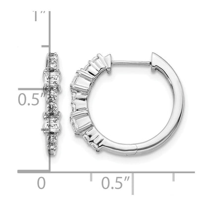 14K Weißgold Creolen mit echten Diamanten und Klappscharnier