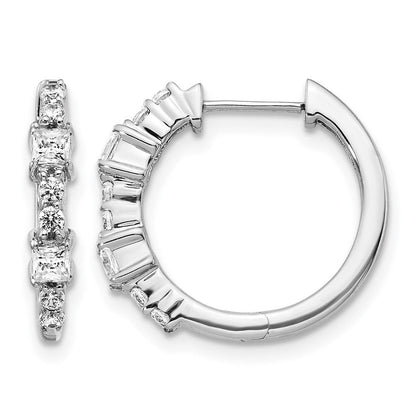 14K Weißgold Creolen mit echten Diamanten und Klappscharnier