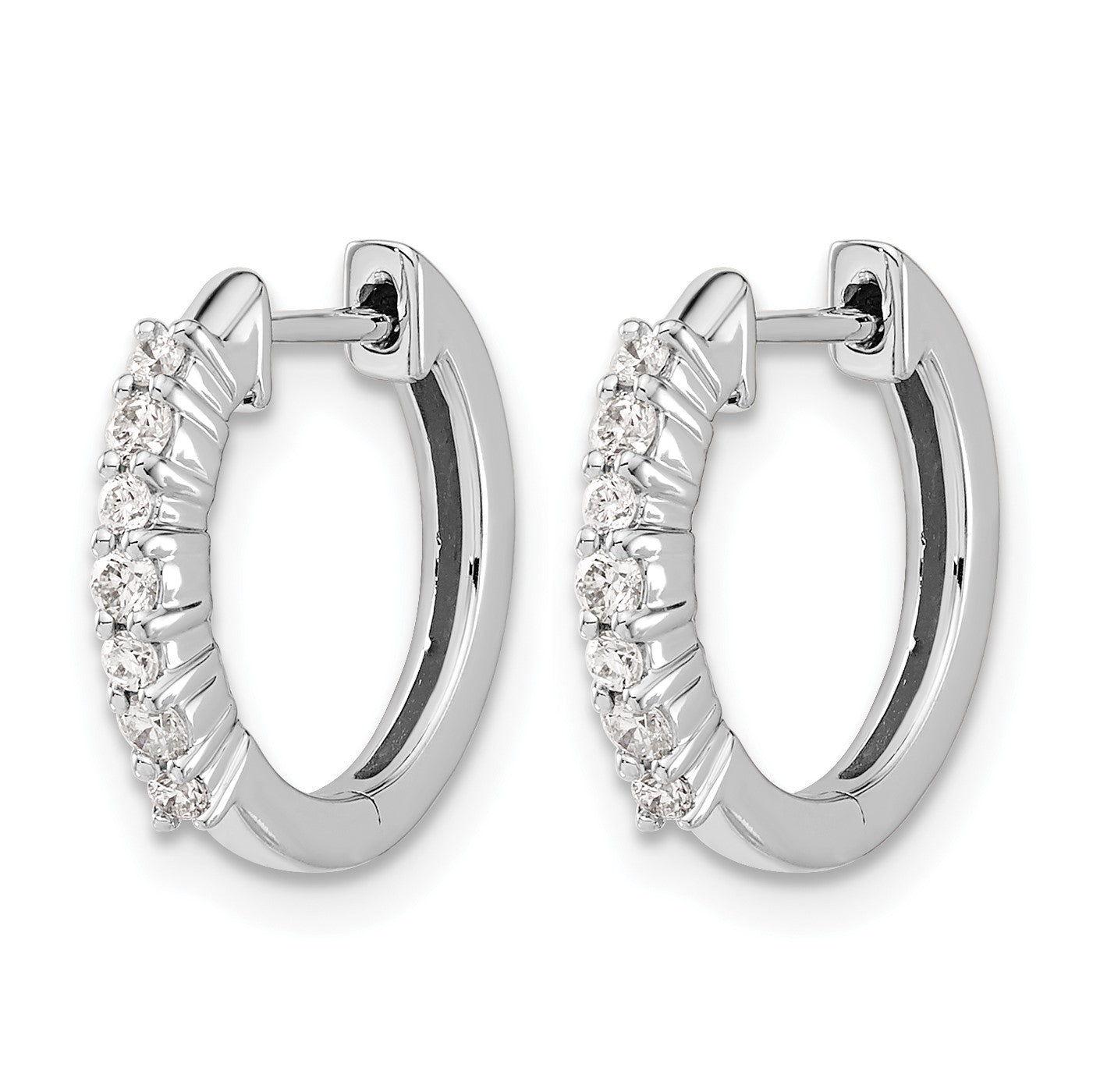 14K Weißgold Creolen mit echten Diamanten und Scharniermechanismus