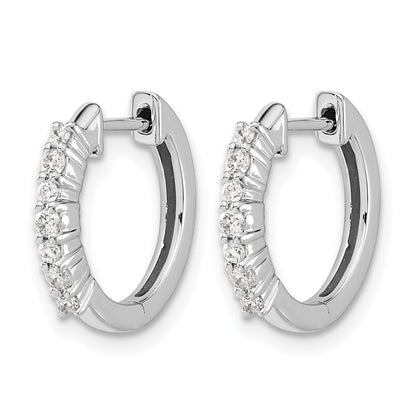 14K Weißgold Creolen mit echten Diamanten und Scharniermechanismus