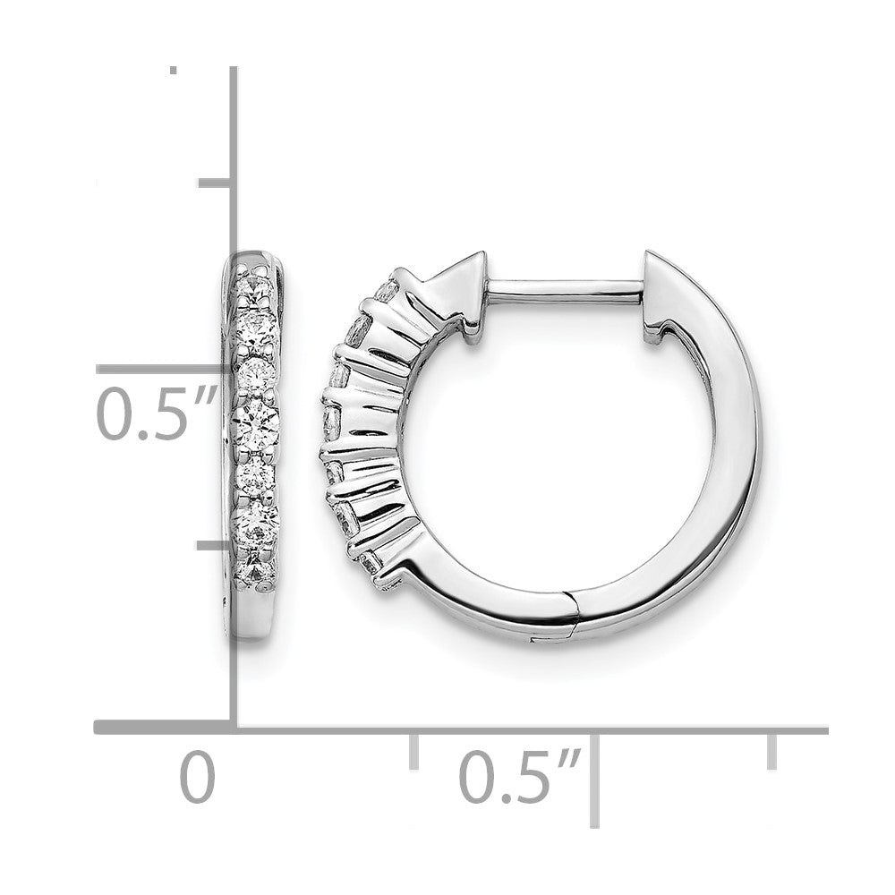 14K Weißgold Creolen mit echten Diamanten und Scharniermechanismus