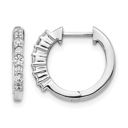 14K Weißgold Creolen mit echten Diamanten und Scharniermechanismus