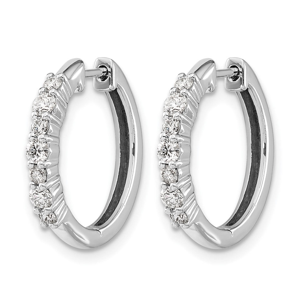 14K Weißgold Creolen mit Klappscharnier und echten Diamanten