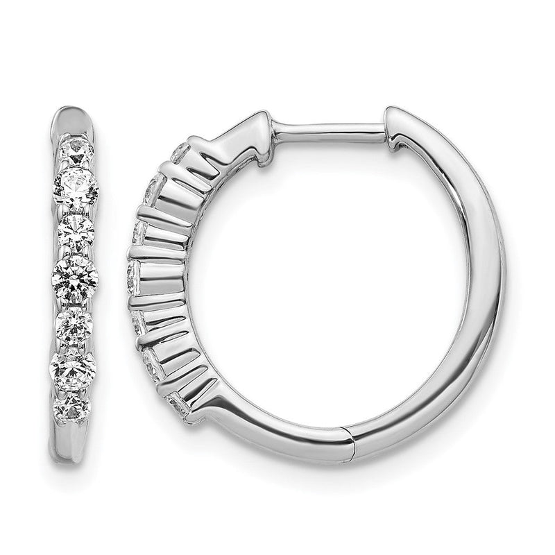 14K Weißgold Creolen mit Klappscharnier und echten Diamanten