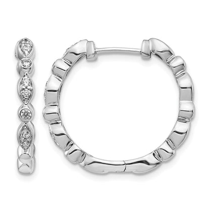 14K Weißgold Creolen mit echten Diamanten und Klappscharnier