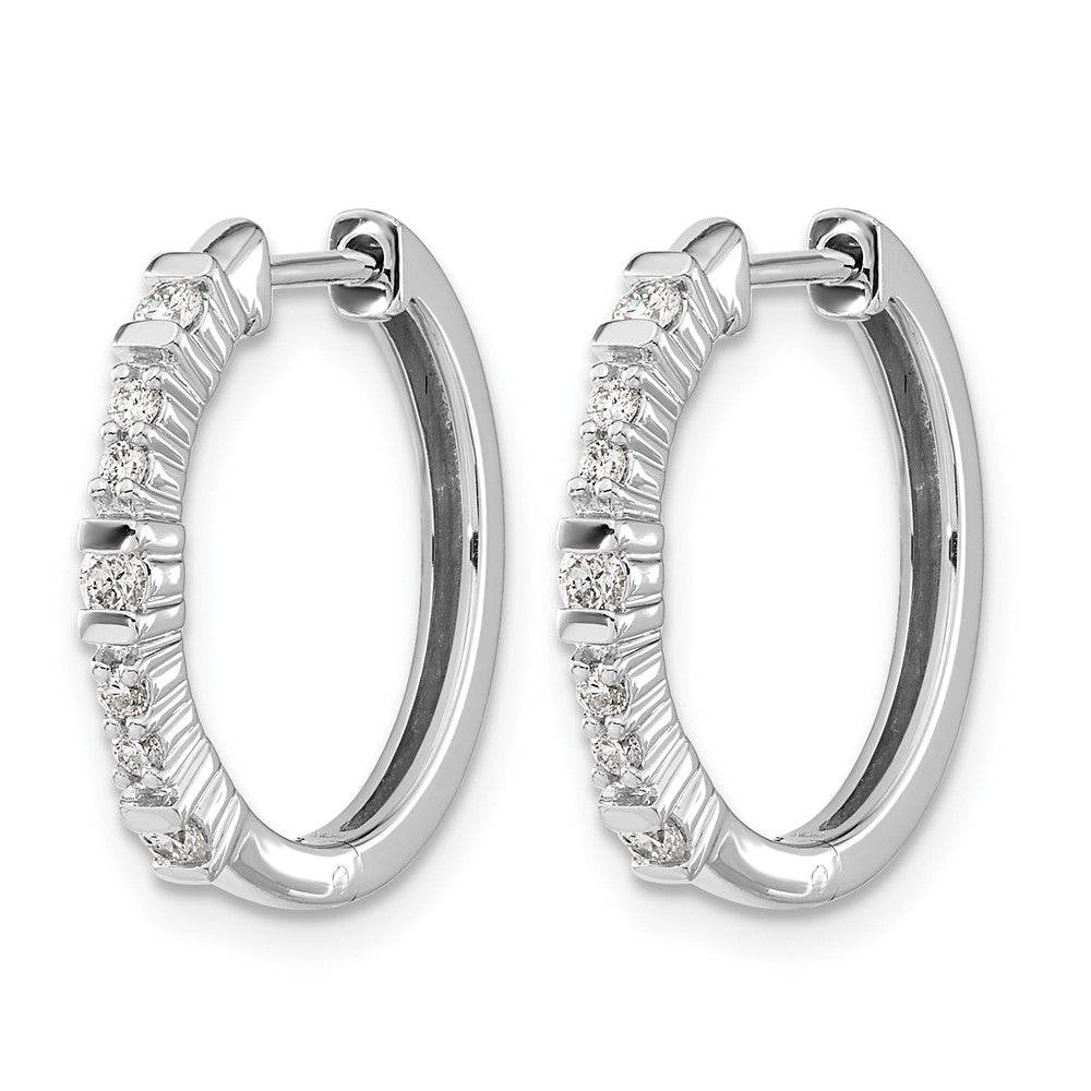14K Weißgold Creolen mit Klappscharnier und echten Diamanten