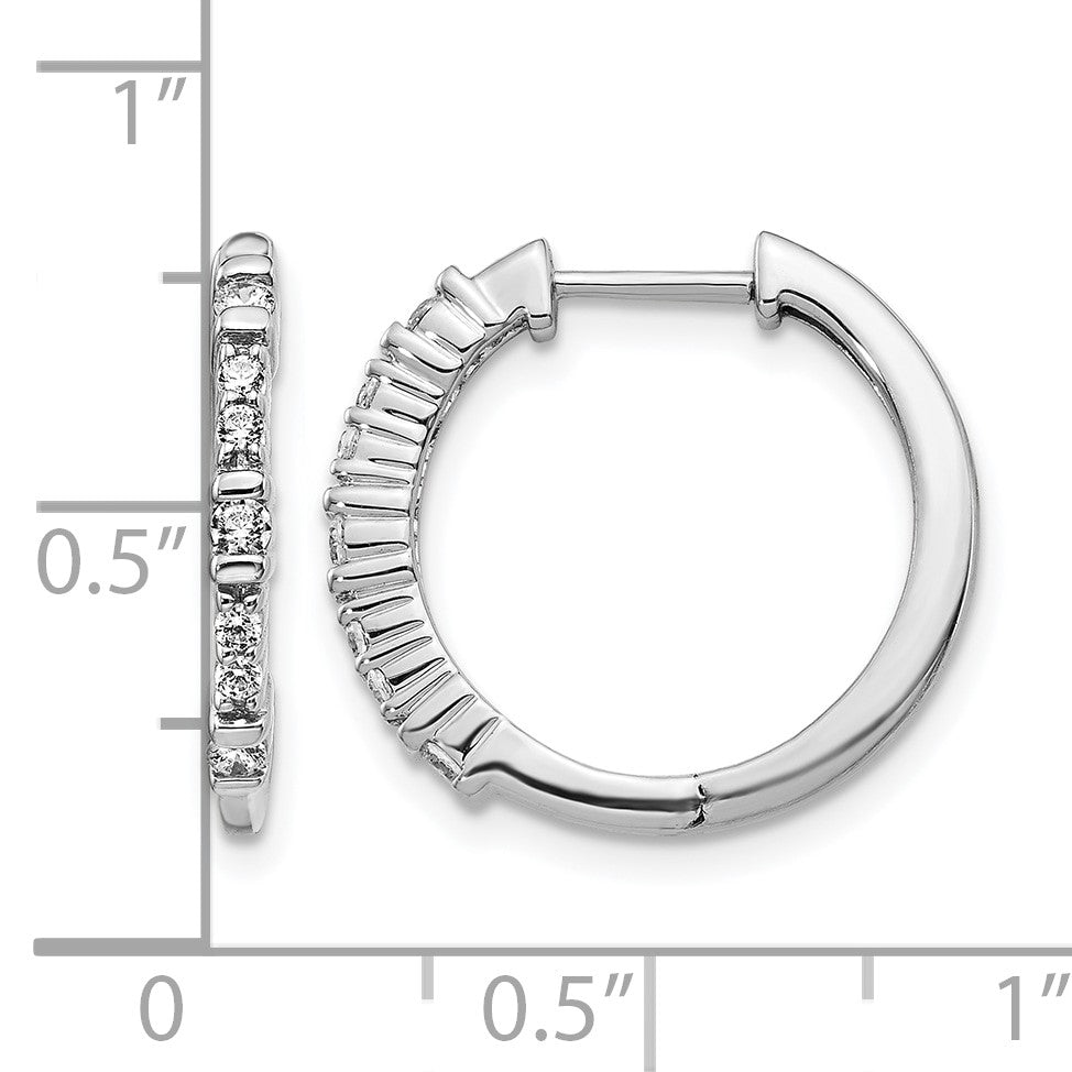 14K Weißgold Creolen mit Klappscharnier und echten Diamanten