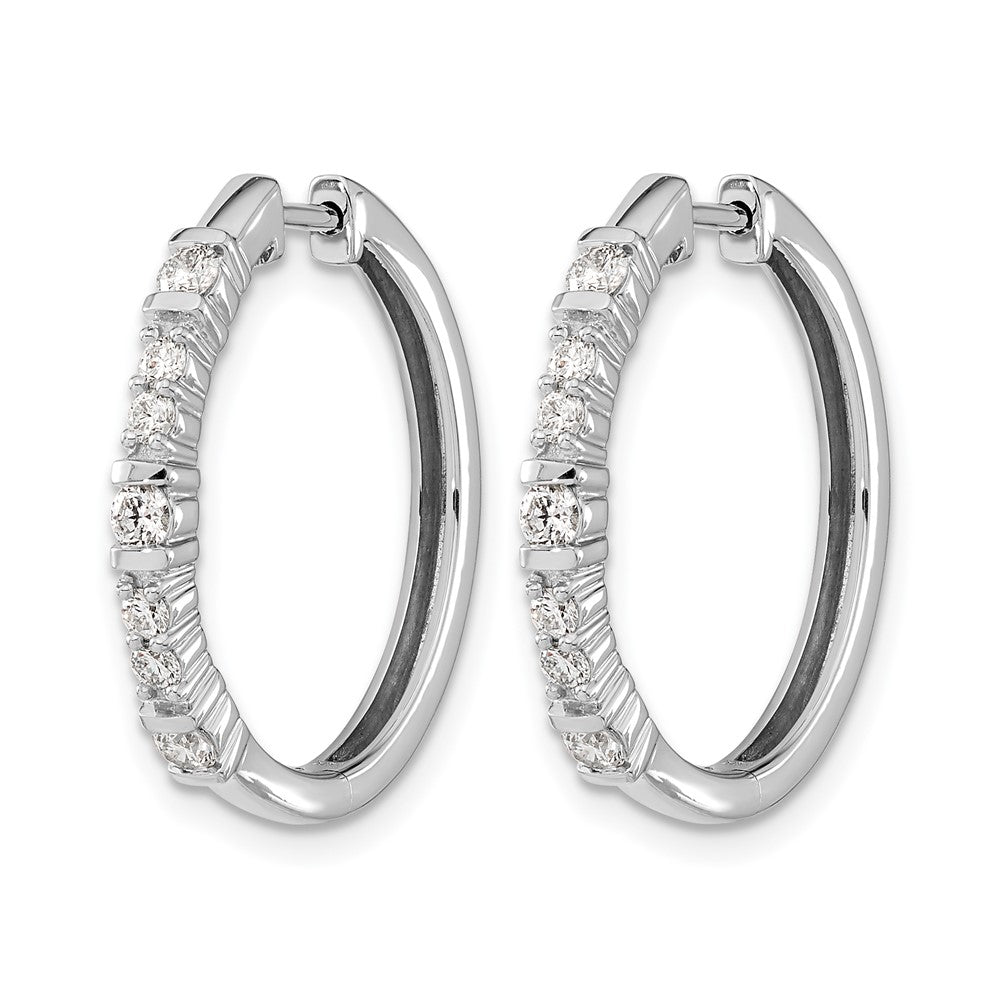 14K Weißgold Creolen mit echten Diamanten und Klappscharnier