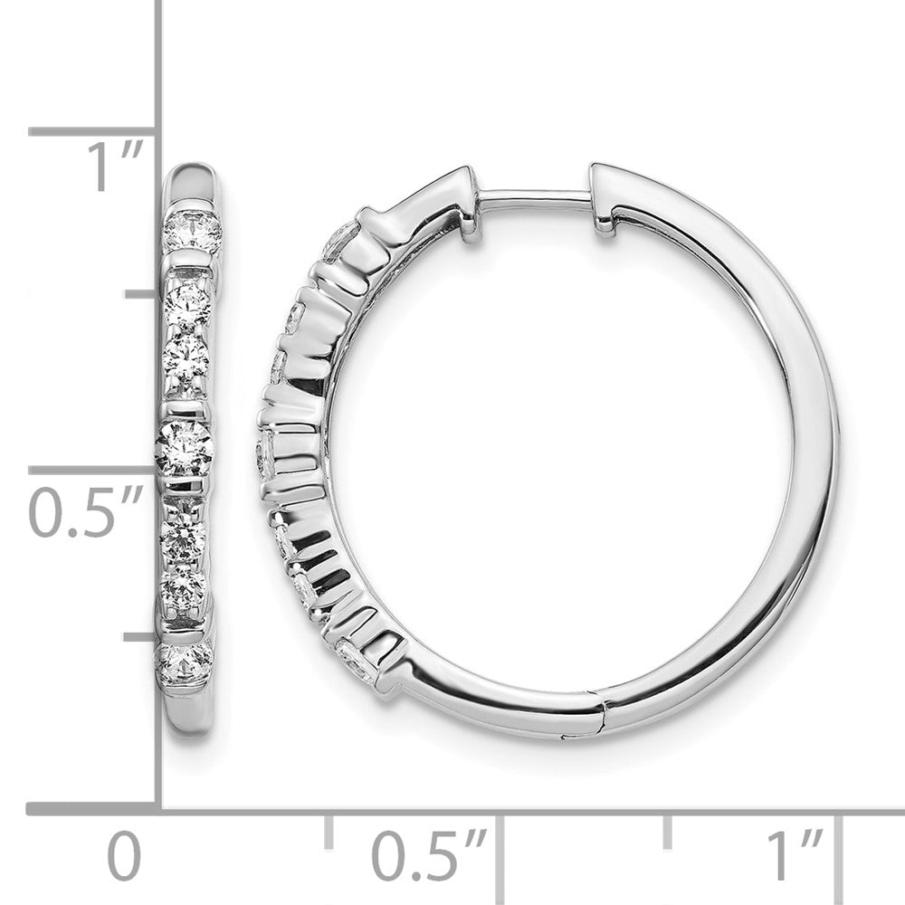 14K Weißgold Creolen mit echten Diamanten und Klappscharnier