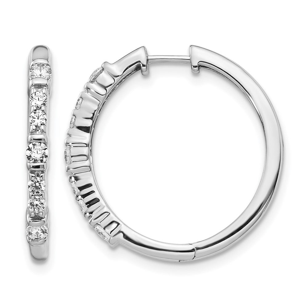 14K Weißgold Creolen mit echten Diamanten und Klappscharnier