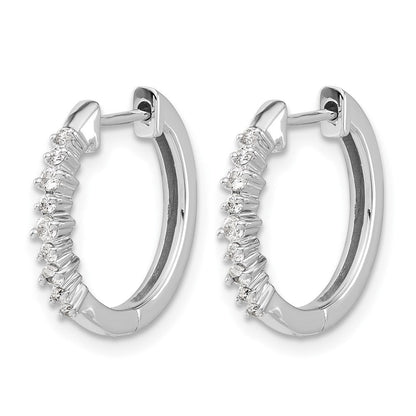14K Weißgold Echtdiamant-Creolen mit Klappmechanismus