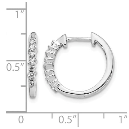 14K Weißgold Echtdiamant-Creolen mit Klappmechanismus