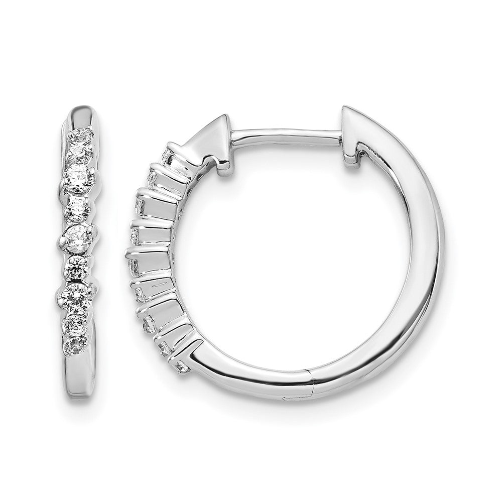 14K Weißgold Echtdiamant-Creolen mit Klappmechanismus