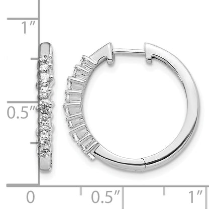 14K Weißgold Creolen mit echten Diamanten und Scharnier