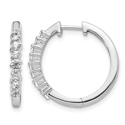 14K Weißgold Creolen mit echten Diamanten und Scharnier