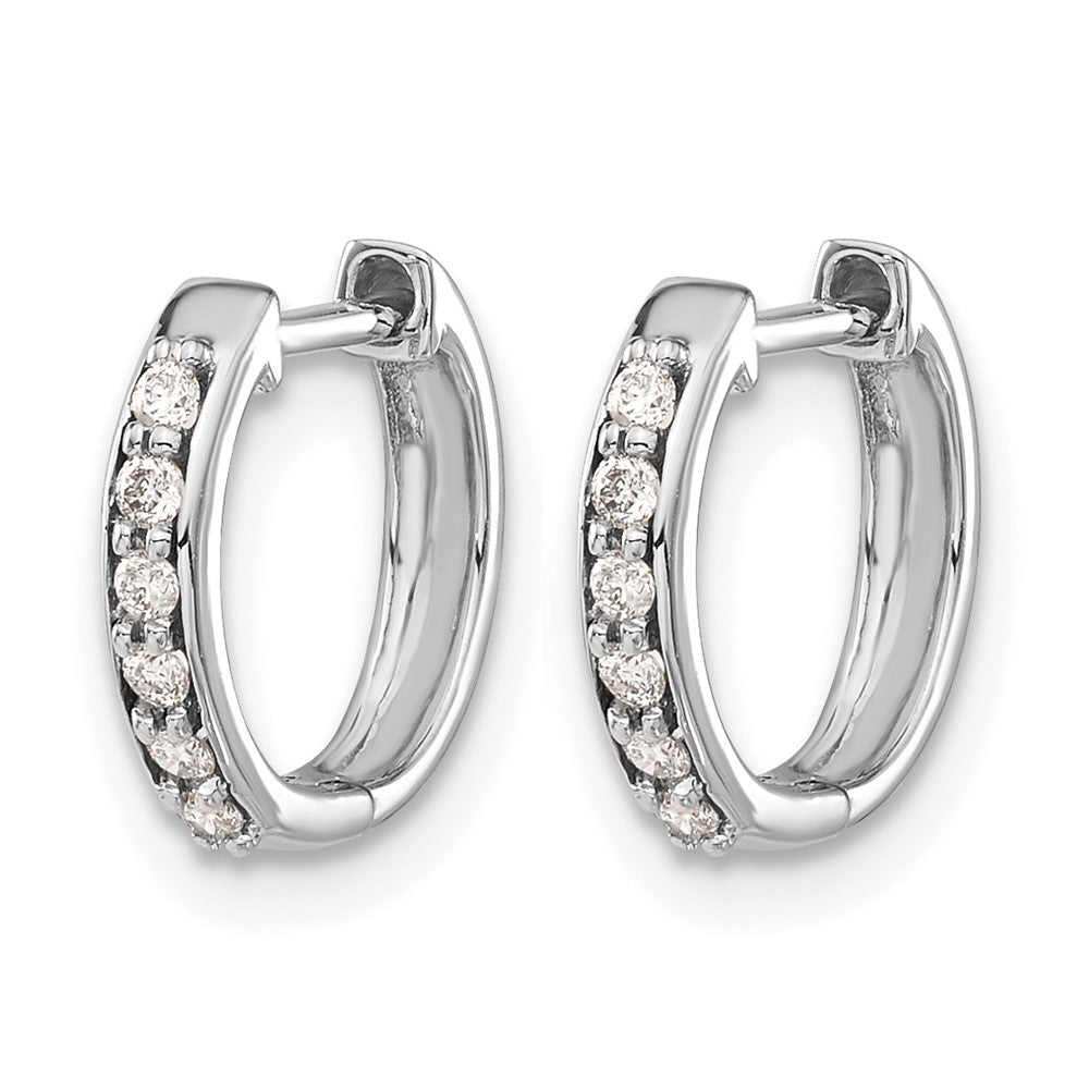14K Weißgold Creolen mit echten Diamanten und Klappscharnier