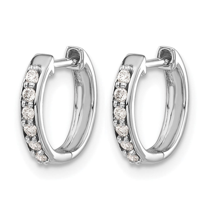 14K Weißgold Creolen mit echten Diamanten und Klappscharnier