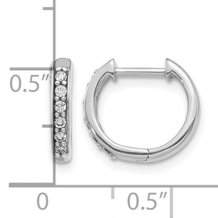 14K Weißgold Creolen mit echten Diamanten und Klappscharnier