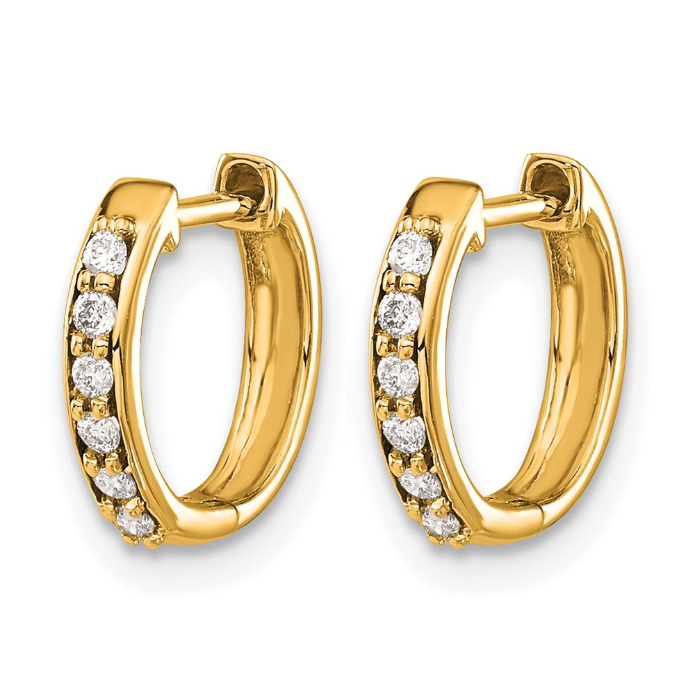 14K Gelbgold Creolen mit echten Diamanten und Scharnier