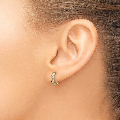14K Gelbgold Creolen mit echten Diamanten und Scharnier