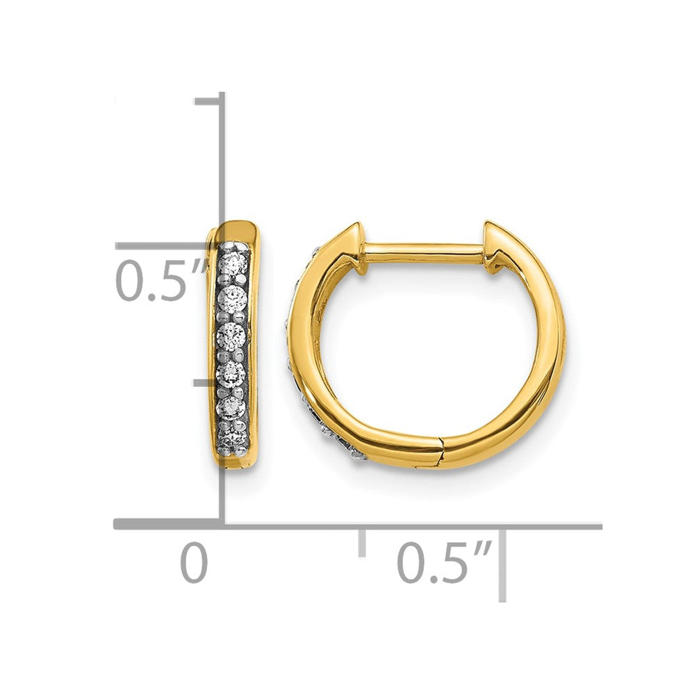 14K Gelbgold Creolen mit echten Diamanten und Scharnier