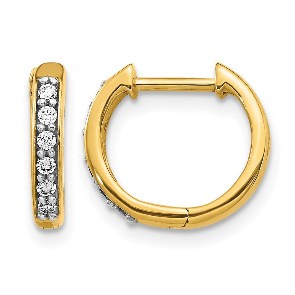 14K Gelbgold Creolen mit echten Diamanten und Scharnier