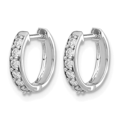 14K Weißgold Creolen mit echten Diamanten und Klappscharnier