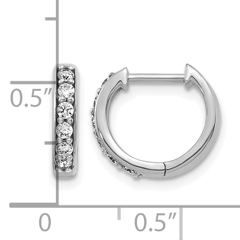 14K Weißgold Creolen mit echten Diamanten und Klappscharnier