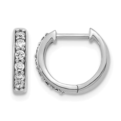 14K Weißgold Creolen mit echten Diamanten und Klappscharnier