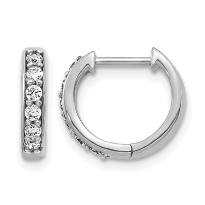 14K Weißgold Creolen mit echten Diamanten und Klappscharnier