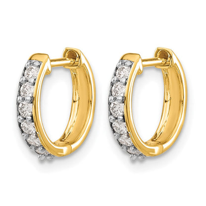 14K Gelbgold Creolen mit echten Diamanten und Klappscharnier