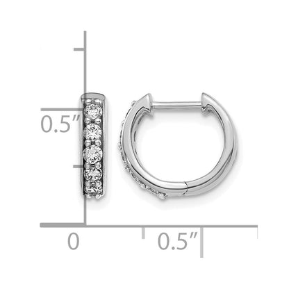 14K Weißgold Creolen mit echten Diamanten und Klappscharnier