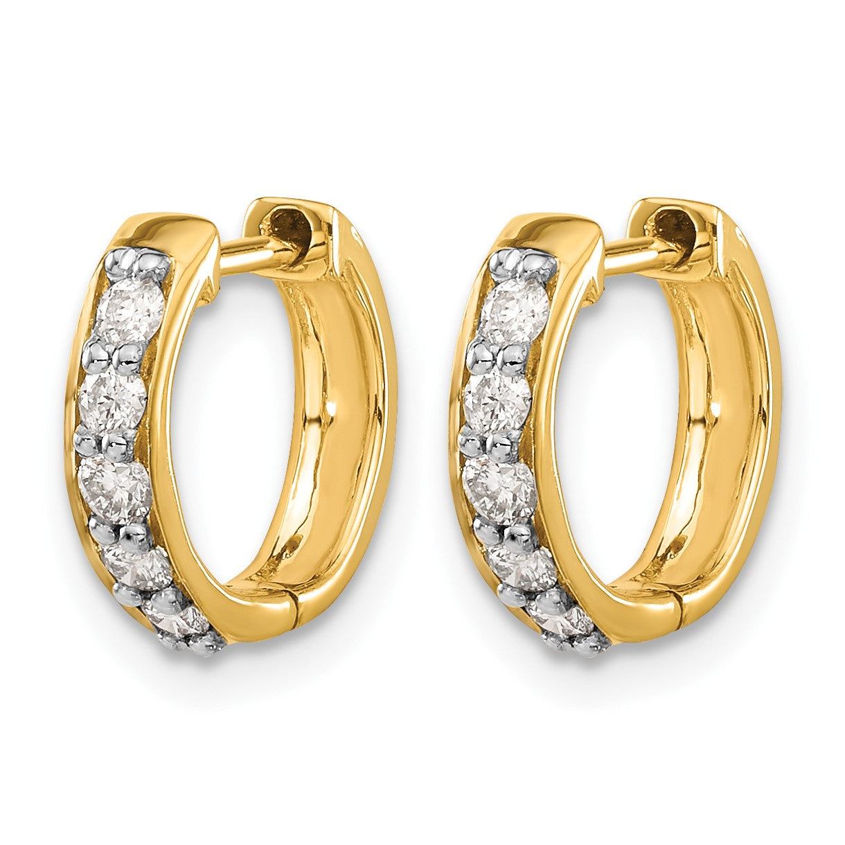 14K Gelbgold Creolen mit echten Diamanten und Klappscharnier