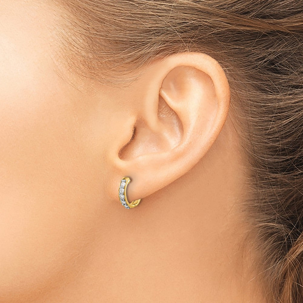 14K Gelbgold Creolen mit Scharnier, 0,33 ct. Labor-gezüchtete Diamanten, VS/SI+ G+